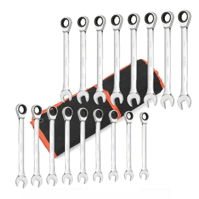 Master Your Work 17Pc Metric Ratchet Spanner Set with Open End Ring 8-24mm Tools > Other Tools Micks Gone Bush    - Micks Gone Bush