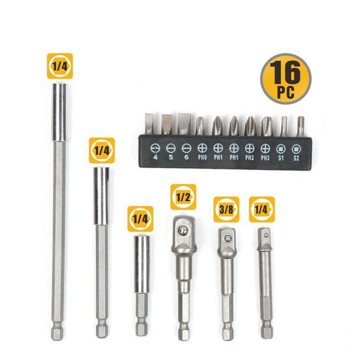 Complete Your Toolkit 16Pc Power Drill Socket Bit Adaptor Set Tools > Other Tools Micks Gone Bush    - Micks Gone Bush