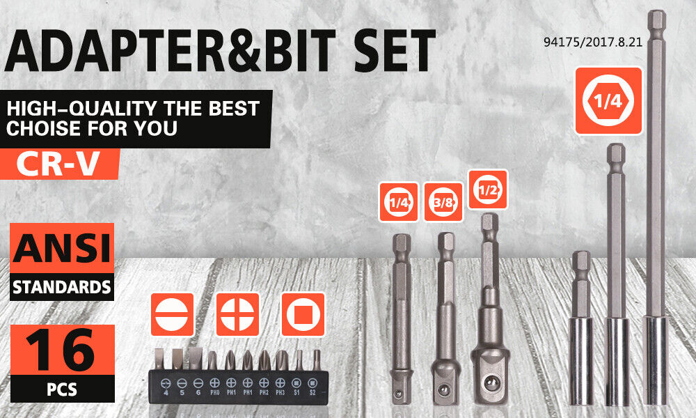 Complete Your Toolkit 16Pc Power Drill Socket Bit Adaptor Set Tools > Other Tools Micks Gone Bush    - Micks Gone Bush