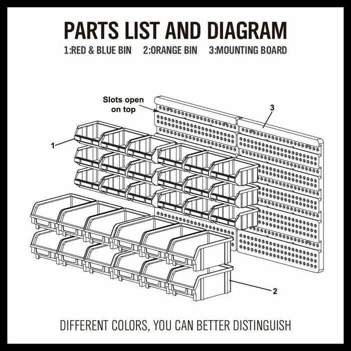 Heavy Duty Wall Mounted Tool Storage Organizer with 30 Bins for Garage Workshop Tools > Tools Storage Micks Gone Bush    - Micks Gone Bush