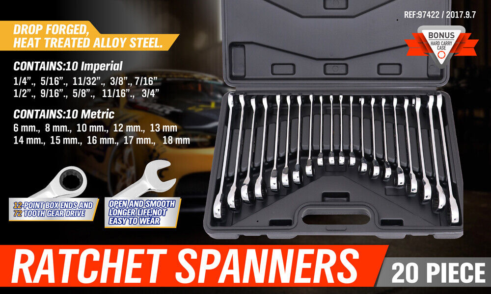 Complete Set for Tasks 20Pc Metric & Imperial Ratchet Spanner Set, CR-V Tools > Other Tools Micks Gone Bush    - Micks Gone Bush