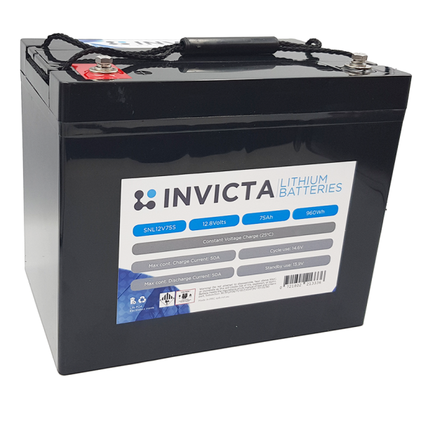 Invicta 12V 75Ah Lithium Battery with 4 Series Functionality LiFePO4 Batteries Invicta    - Micks Gone Bush